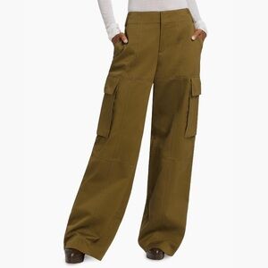 Olive Wide-Leg Cargo Pants